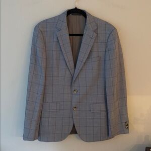 Hugo Boss Men's Light Blue Check Wool Blazer